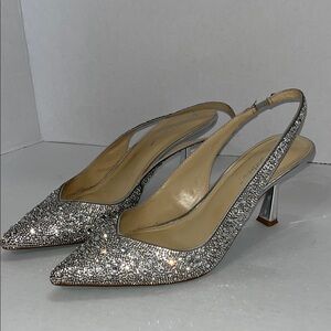Betsey Johnson Glittering Silver Slingback Heels